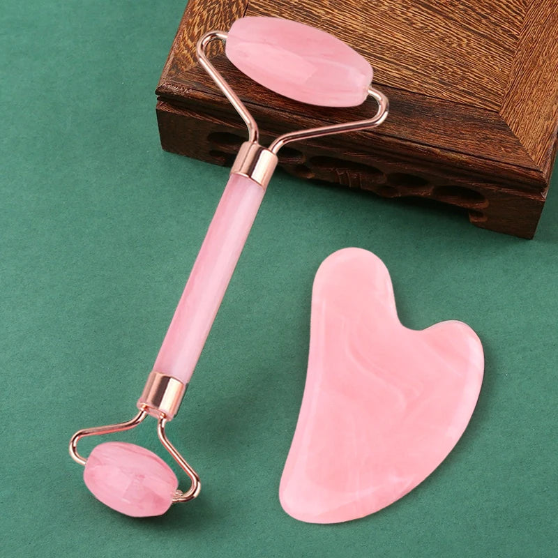 2 Pc Facial Roller Gua Sha Massage Kit
