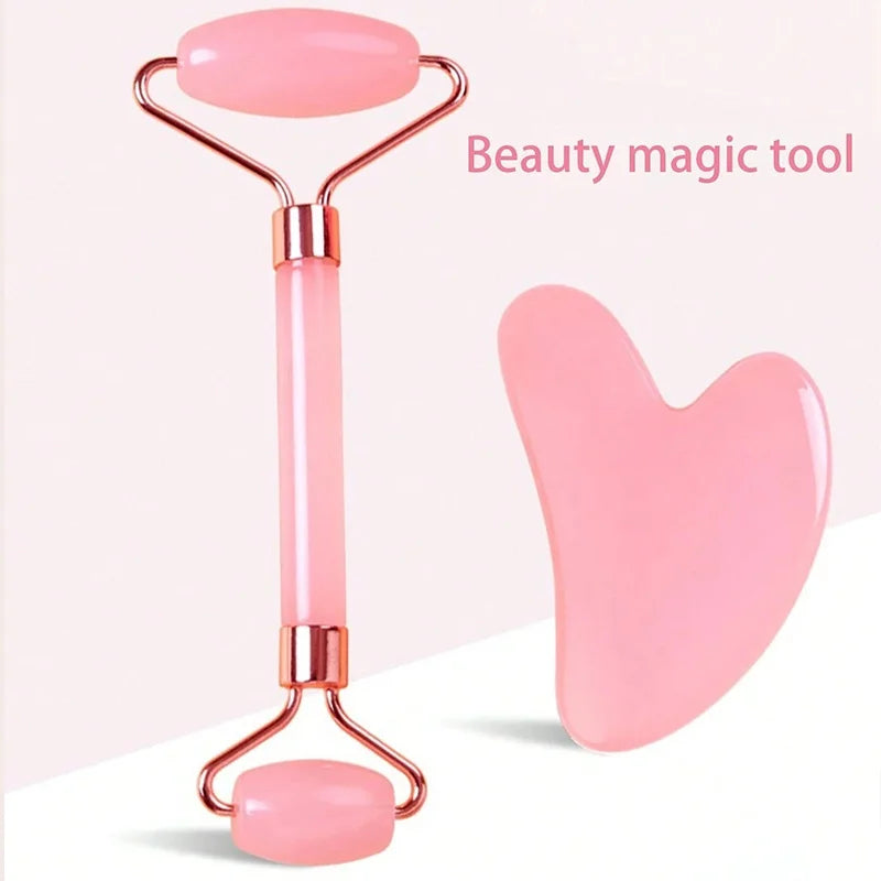 2 Pc Facial Roller Gua Sha Massage Kit