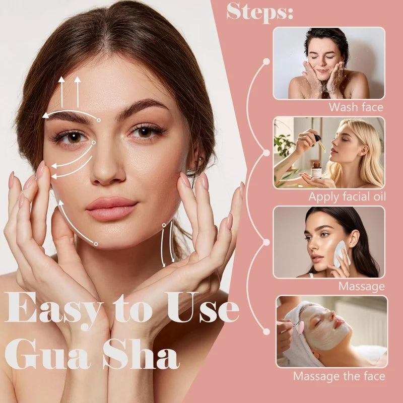 2 Pc Facial Roller Gua Sha Massage Kit