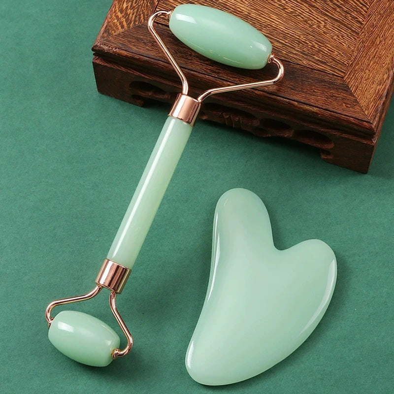 2 Pc Facial Roller Gua Sha Massage Kit