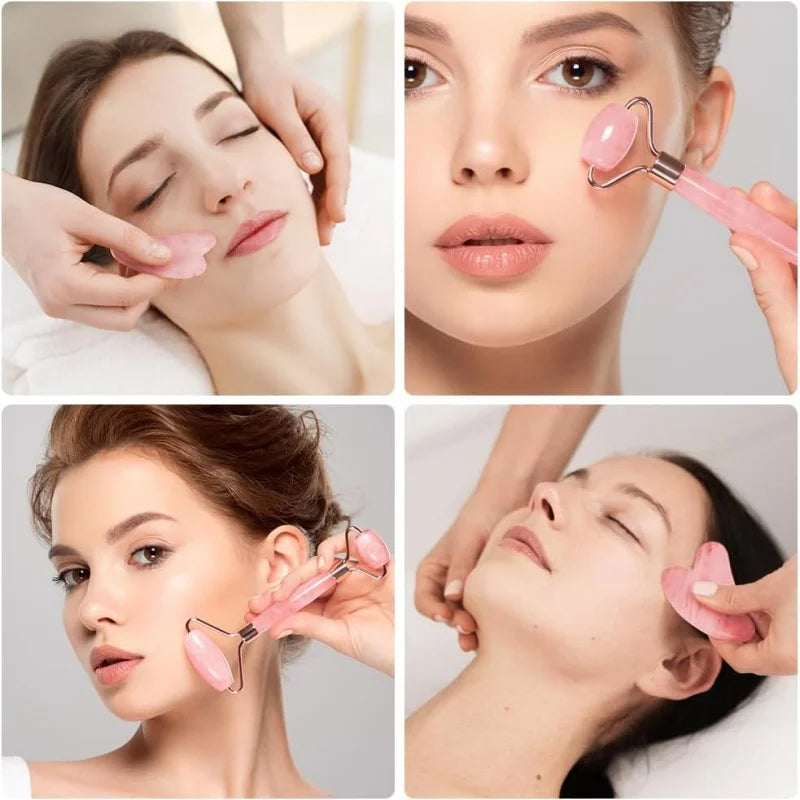 2 Pc Facial Roller Gua Sha Massage Kit