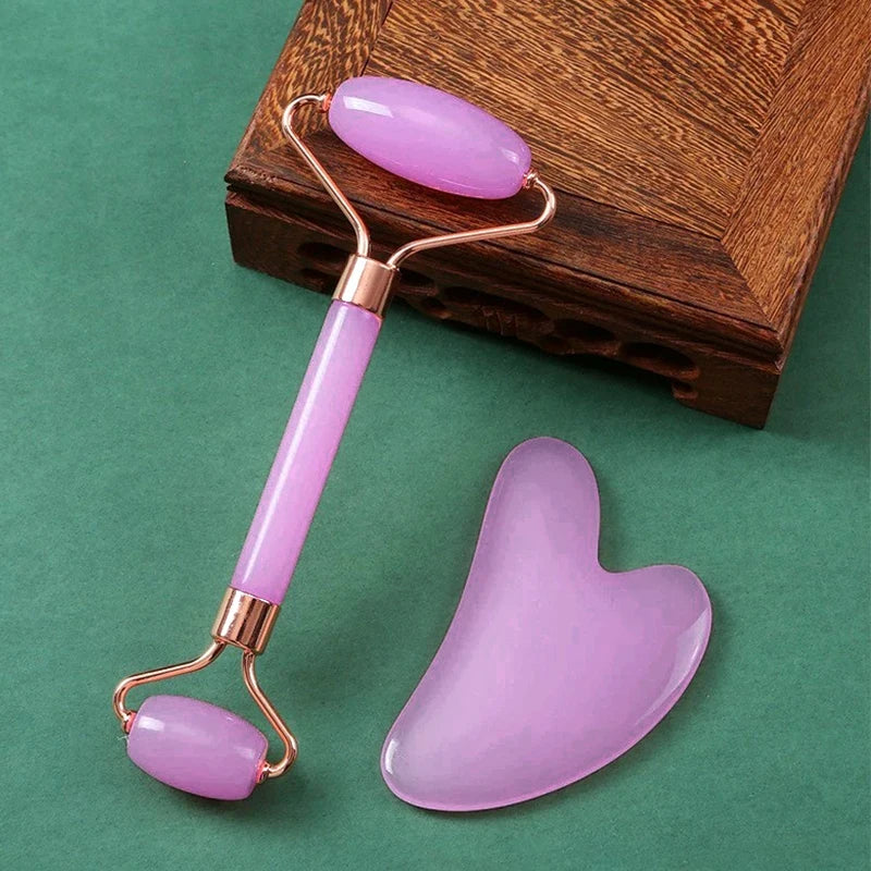 2 Pc Facial Roller Gua Sha Massage Kit